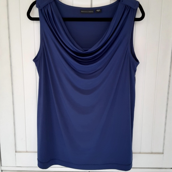 Apostrophe Drap Front Blouse Tank, Size M - Picture 2 of 7
